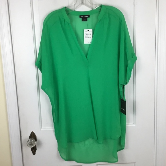 Trouve Short Sleeve V-Neck Tunic Top Oversized - Picture 1 of 6